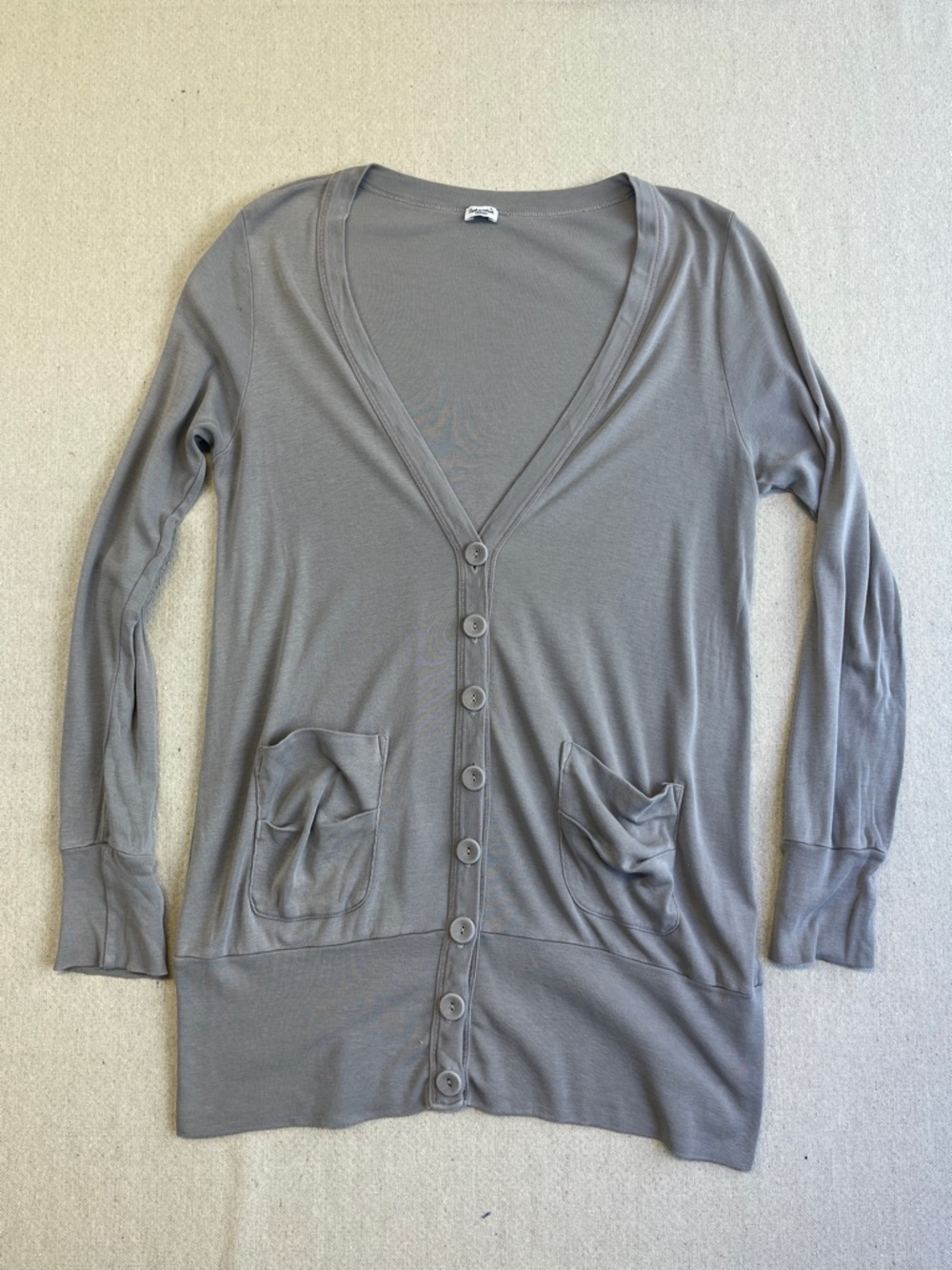 Splendid Gray Long V-Neck Cardigan
